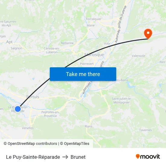 Le Puy-Sainte-Réparade to Brunet map