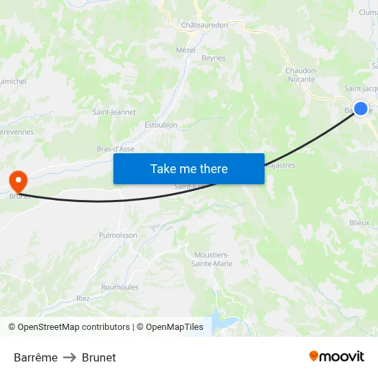 Barrême to Brunet map