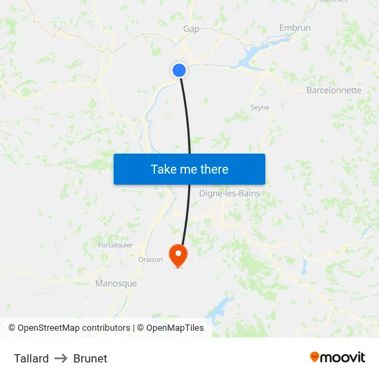Tallard to Brunet map