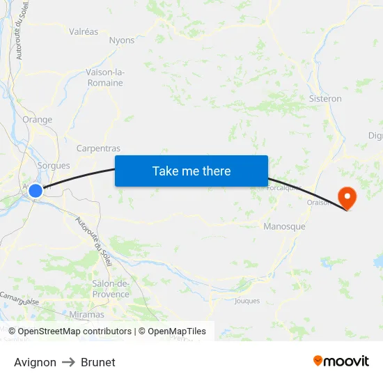 Avignon to Brunet map