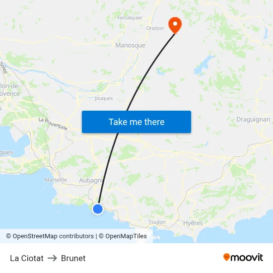 La Ciotat to Brunet map
