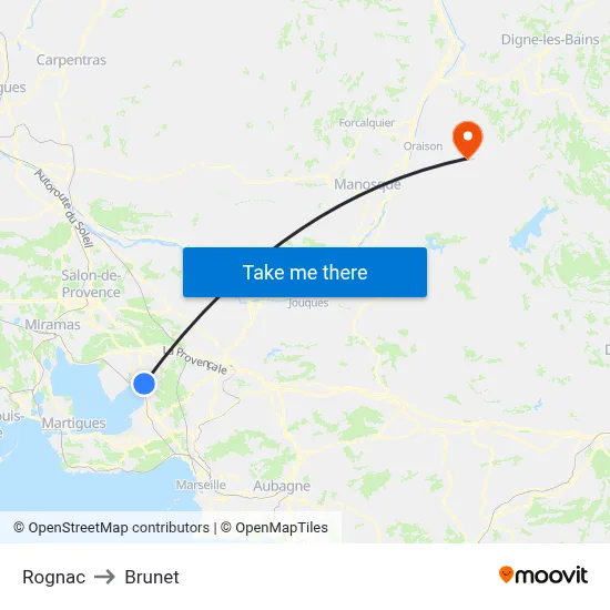 Rognac to Brunet map
