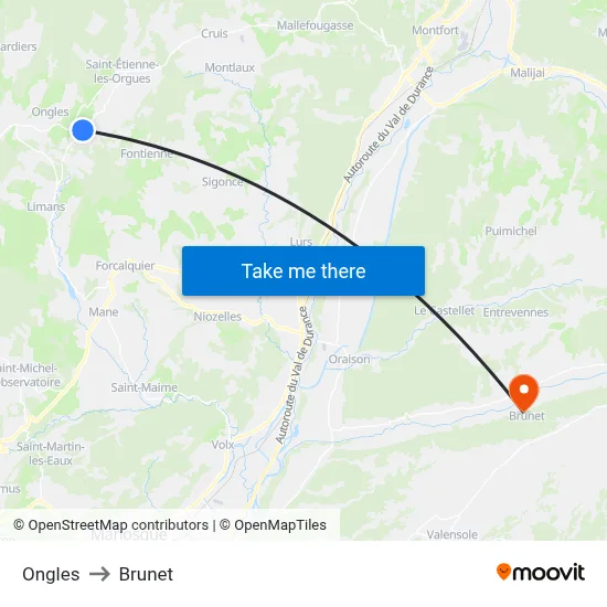 Ongles to Brunet map