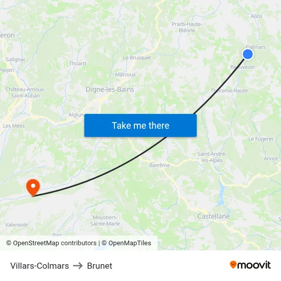 Villars-Colmars to Brunet map