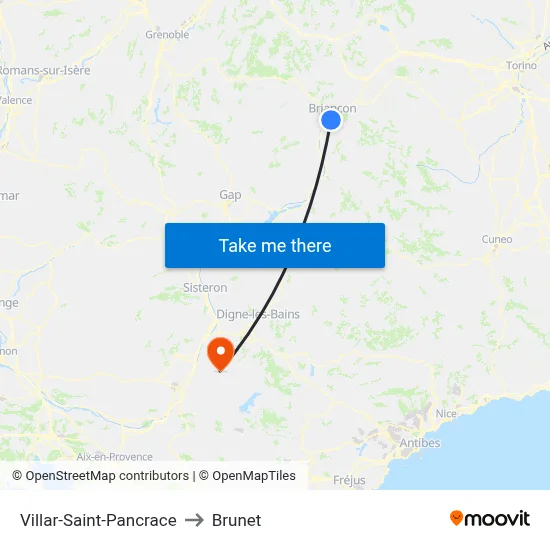 Villar-Saint-Pancrace to Brunet map