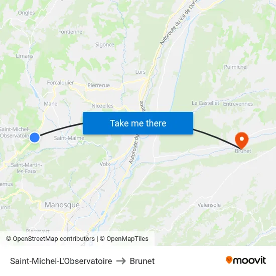 Saint-Michel-L'Observatoire to Brunet map