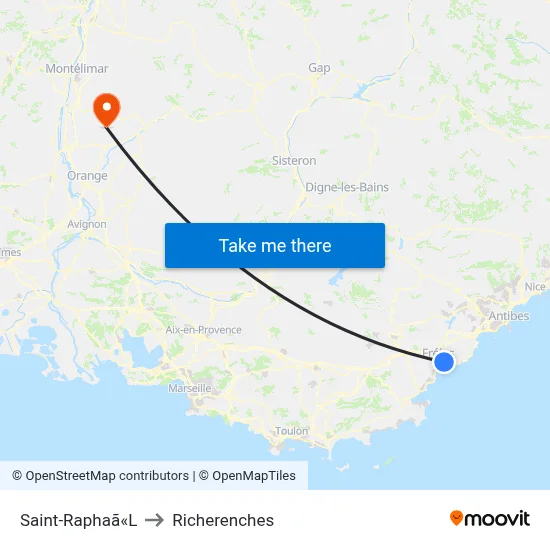 Saint-Raphaã«L to Richerenches map