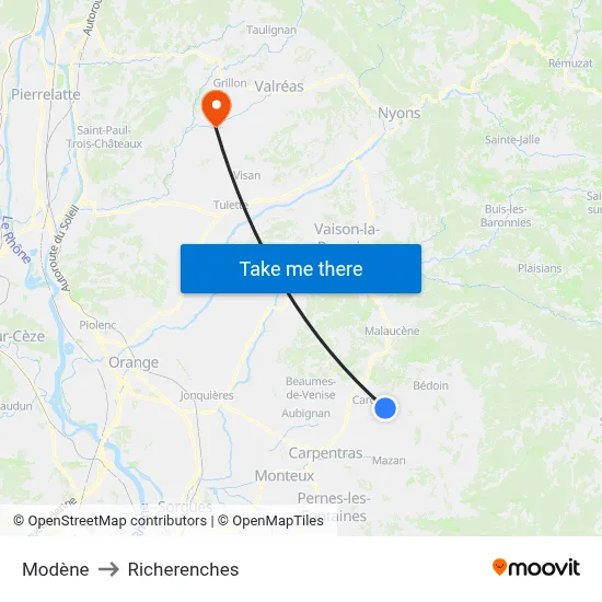 Modène to Richerenches map