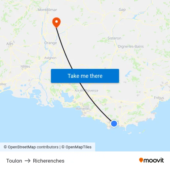 Toulon to Richerenches map