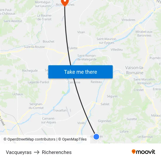 Vacqueyras to Richerenches map