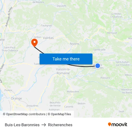 Buis-Les-Baronnies to Richerenches map