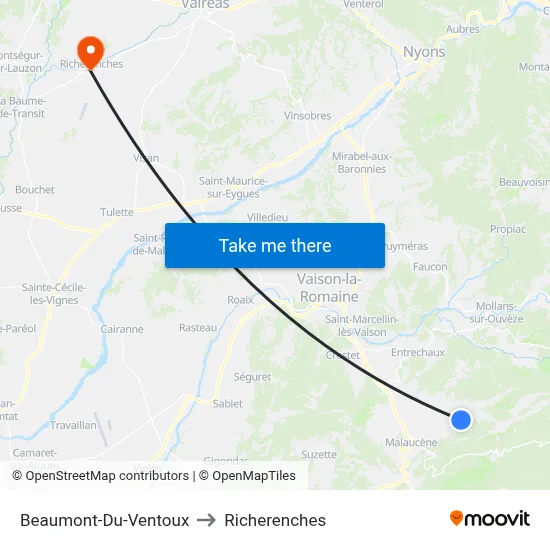 Beaumont-Du-Ventoux to Richerenches map
