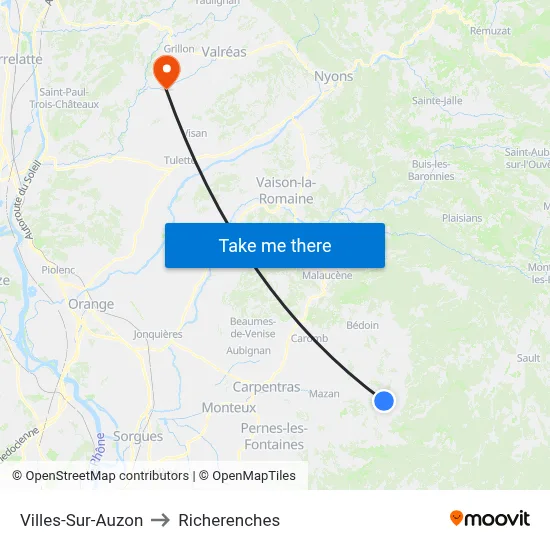 Villes-Sur-Auzon to Richerenches map