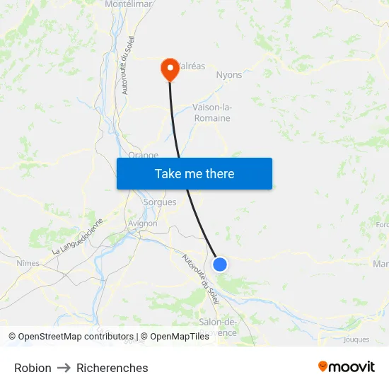 Robion to Richerenches map