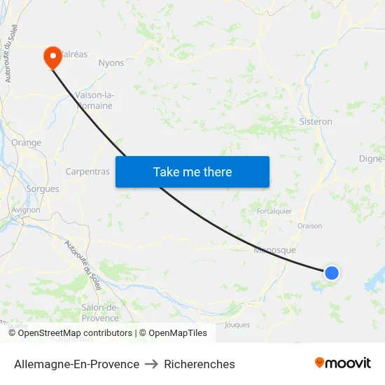 Allemagne-En-Provence to Richerenches map