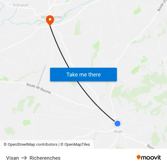 Visan to Richerenches map