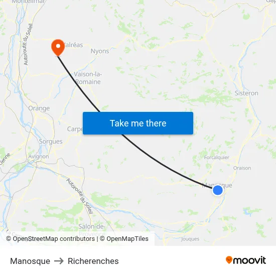 Manosque to Richerenches map