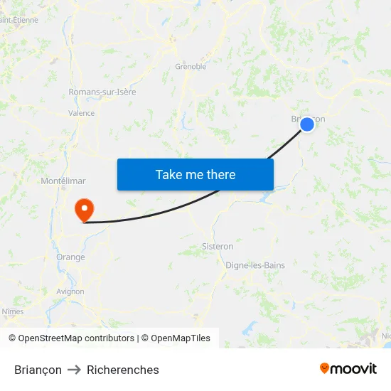 Briançon to Richerenches map