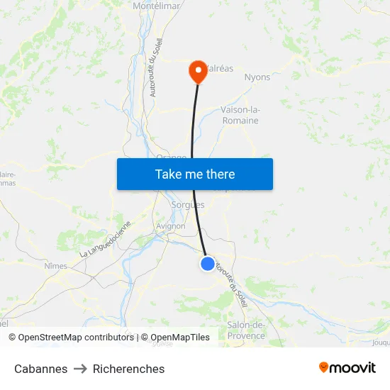 Cabannes to Richerenches map