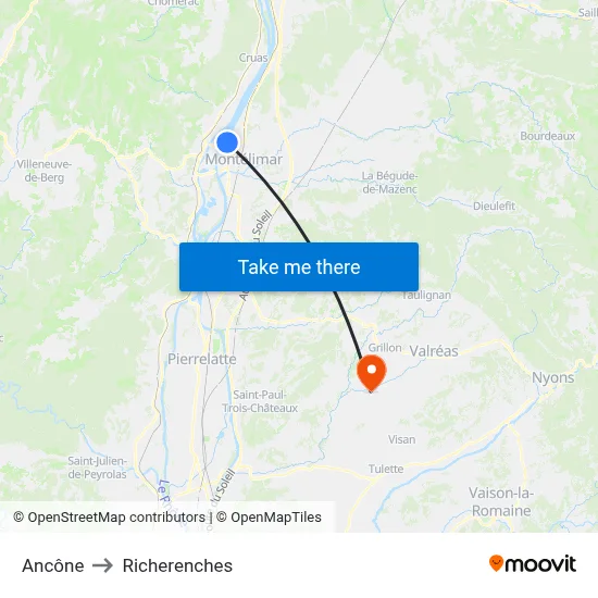 Ancône to Richerenches map