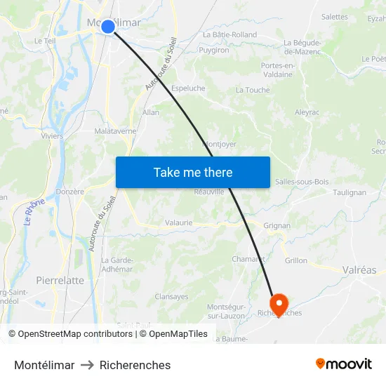 Montélimar to Richerenches map