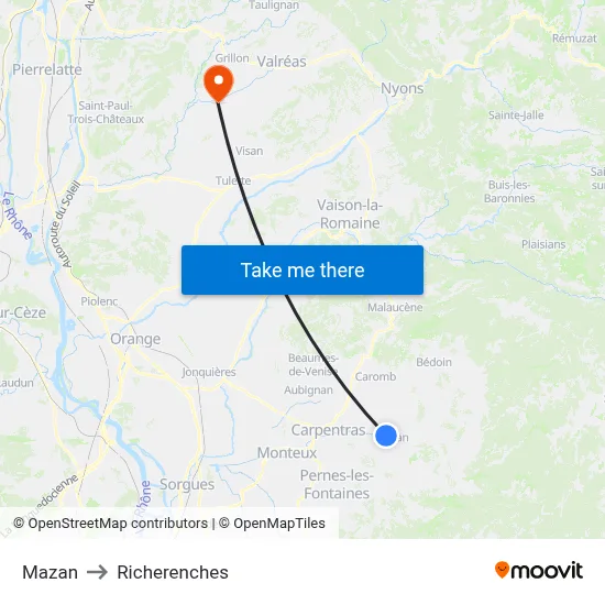 Mazan to Richerenches map