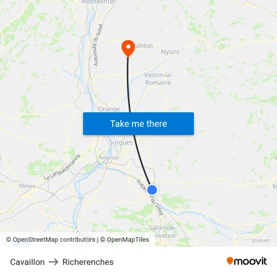 Cavaillon to Richerenches map