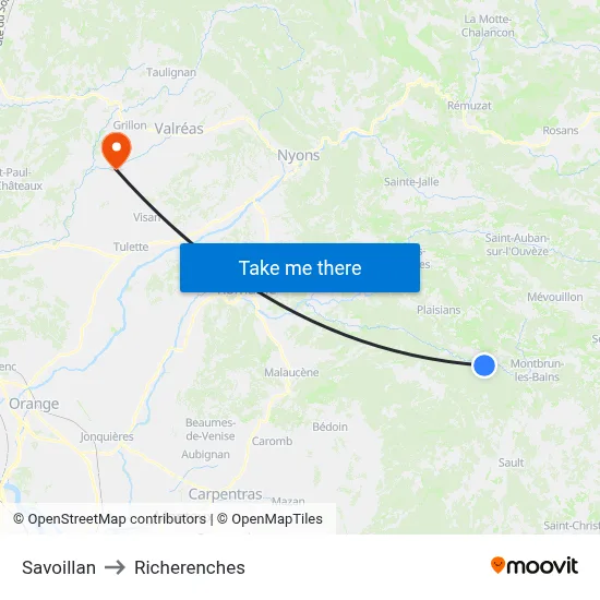 Savoillan to Richerenches map