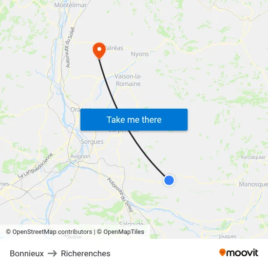 Bonnieux to Richerenches map