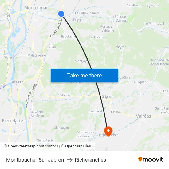 Montboucher-Sur-Jabron to Richerenches map