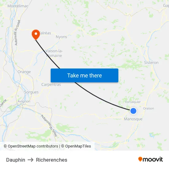 Dauphin to Richerenches map