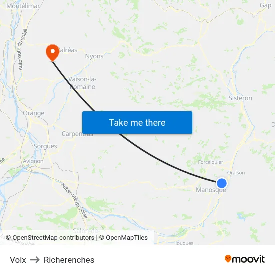 Volx to Richerenches map