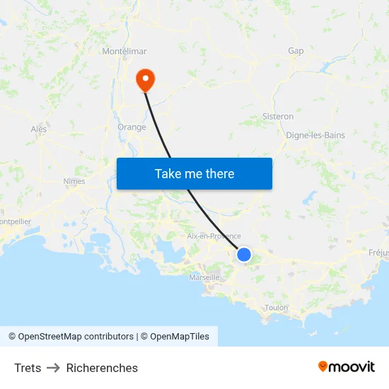 Trets to Richerenches map