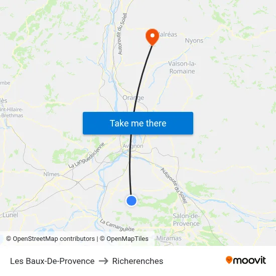 Les Baux-De-Provence to Richerenches map