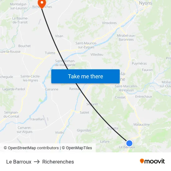 Le Barroux to Richerenches map