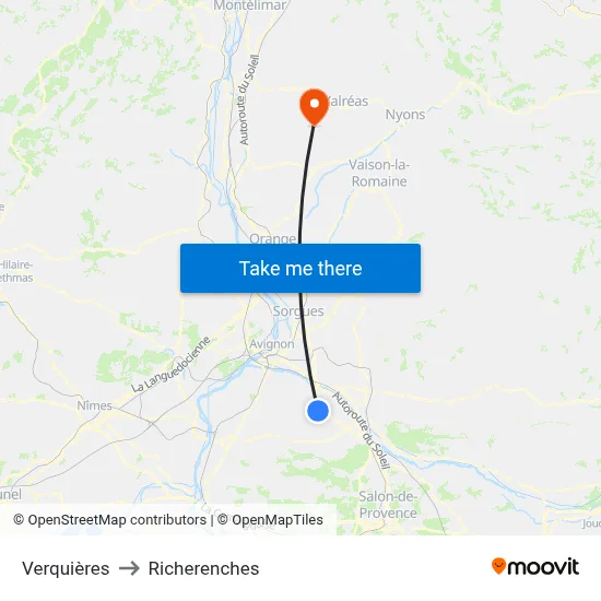 Verquières to Richerenches map
