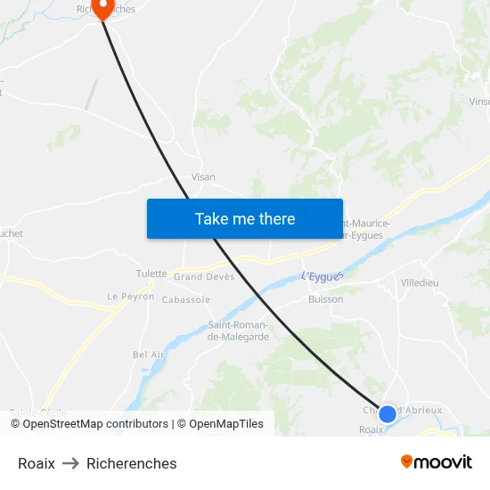 Roaix to Richerenches map