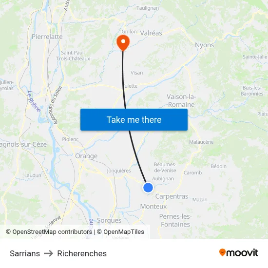 Sarrians to Richerenches map