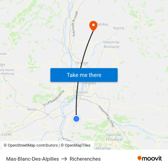 Mas-Blanc-Des-Alpilles to Richerenches map
