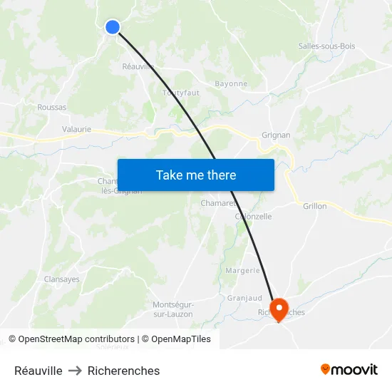Réauville to Richerenches map