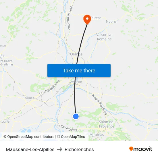 Maussane-Les-Alpilles to Richerenches map