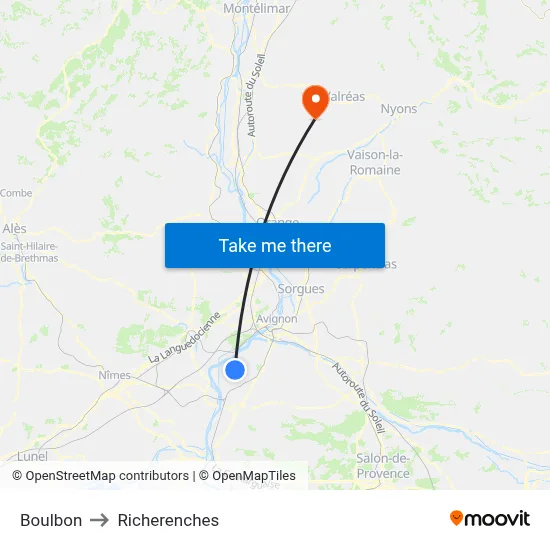 Boulbon to Richerenches map