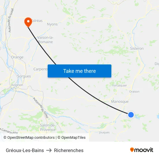 Gréoux-Les-Bains to Richerenches map