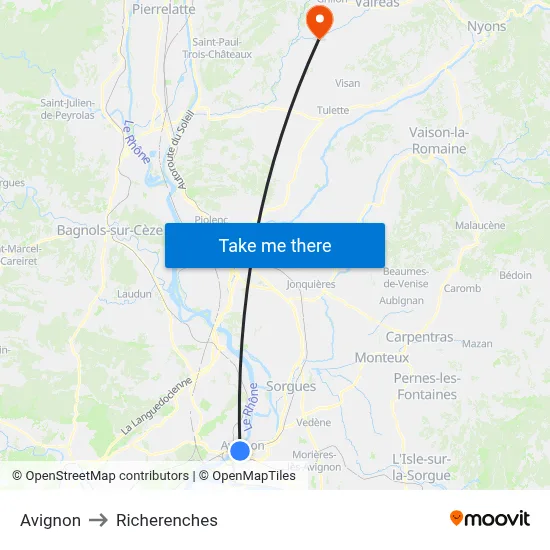 Avignon to Richerenches map