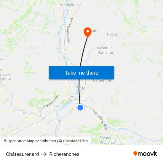 Châteaurenard to Richerenches map