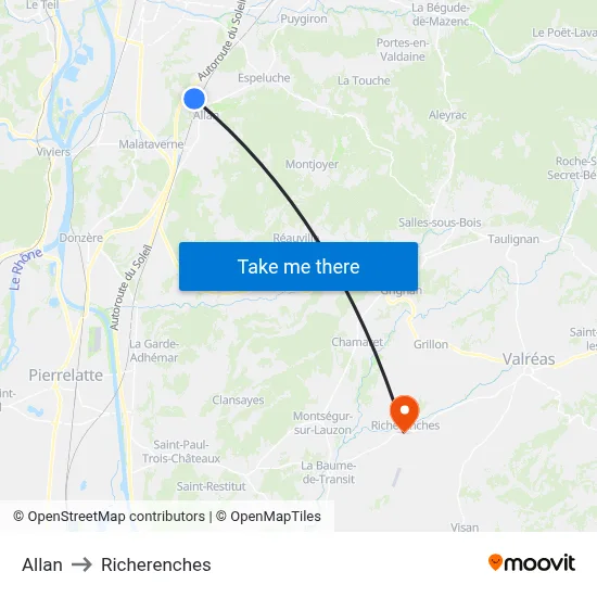 Allan to Richerenches map