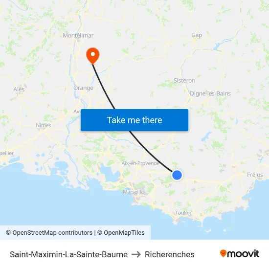 Saint-Maximin-La-Sainte-Baume to Richerenches map