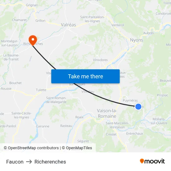Faucon to Richerenches map