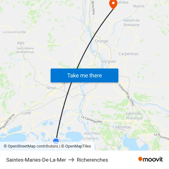 Saintes-Maries-De-La-Mer to Richerenches map