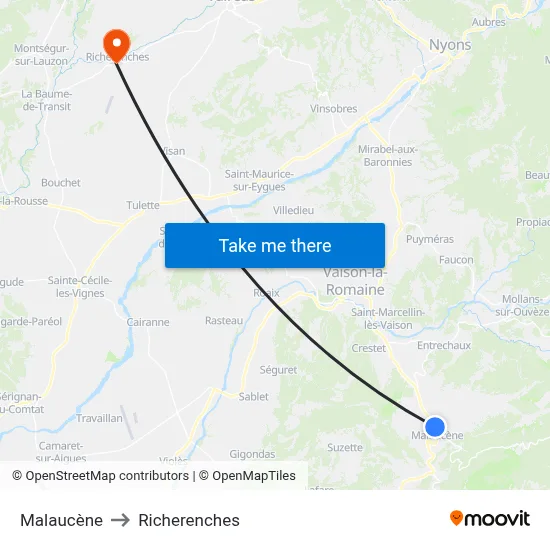 Malaucène to Richerenches map